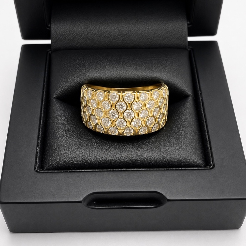 Gold Over 925 Sterling Silver 3.00CT MOISSANITE Half Eternity Band Ring Size 12